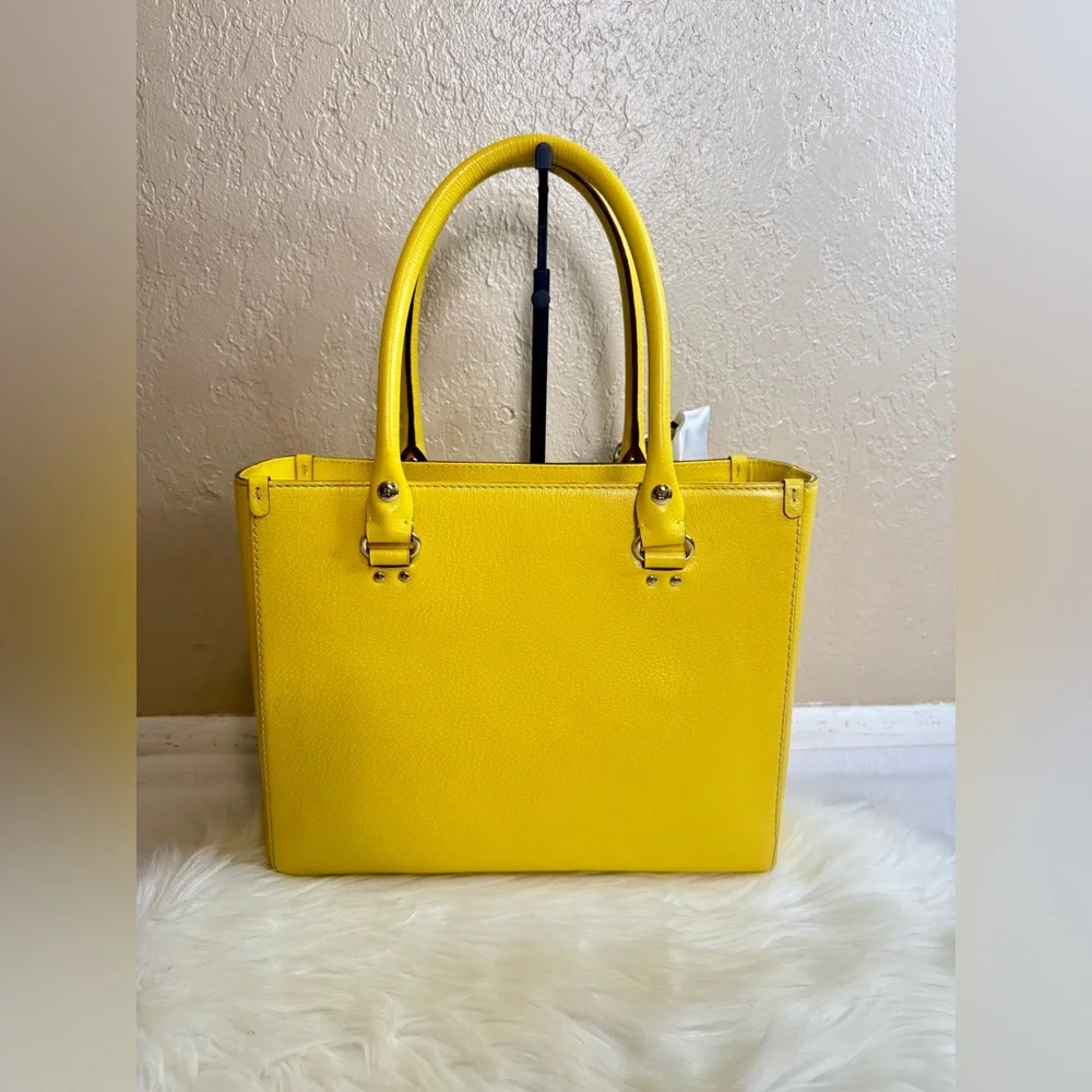 kate spade Yellow Leather Tote with Scarf Accent EUC